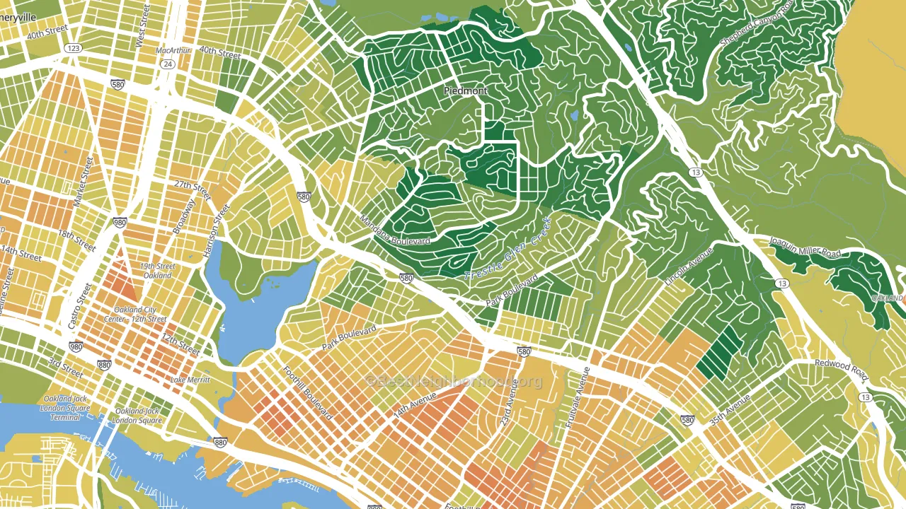 Trestle Glen, Oakland, CA block-group voter-turnout map
