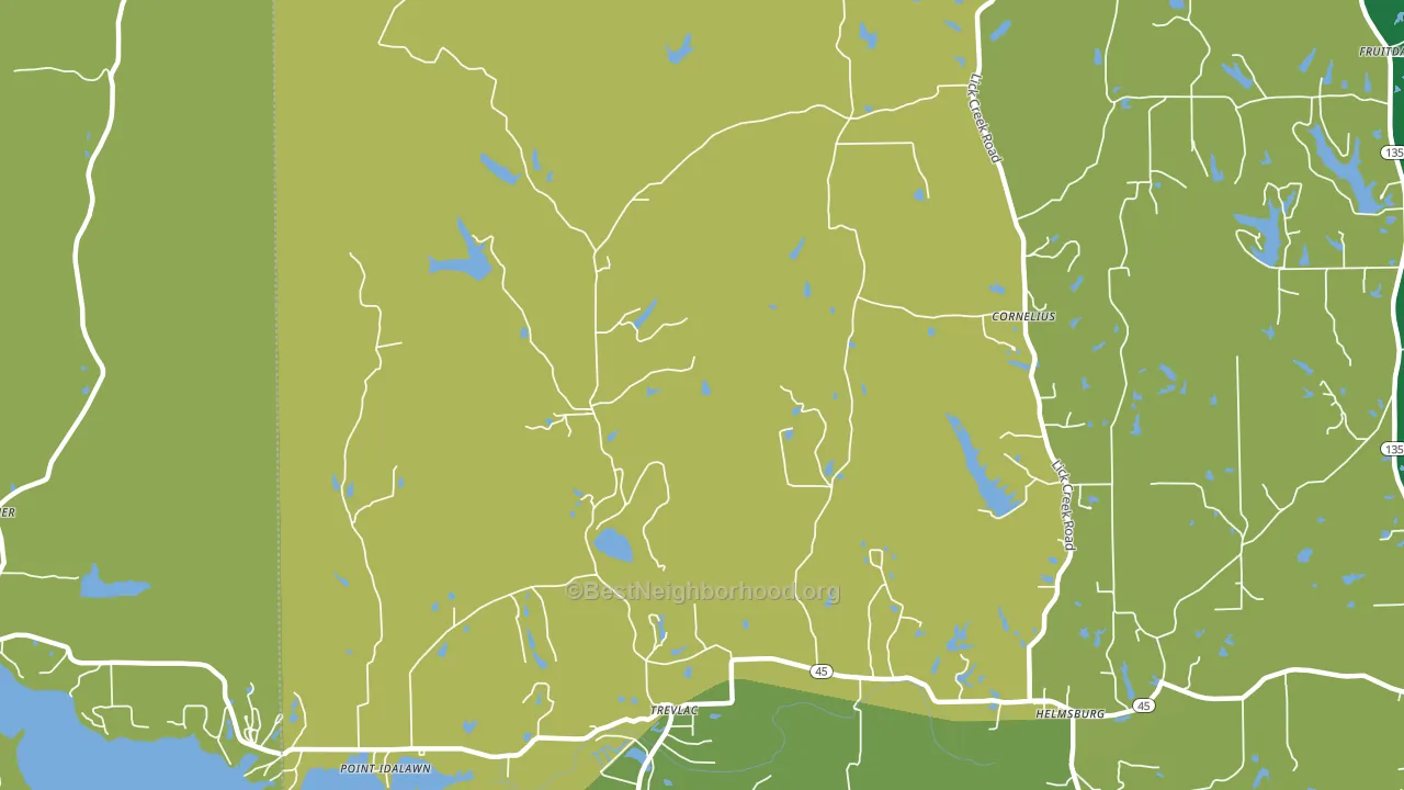 Trevlac, IN block-group voter-turnout map