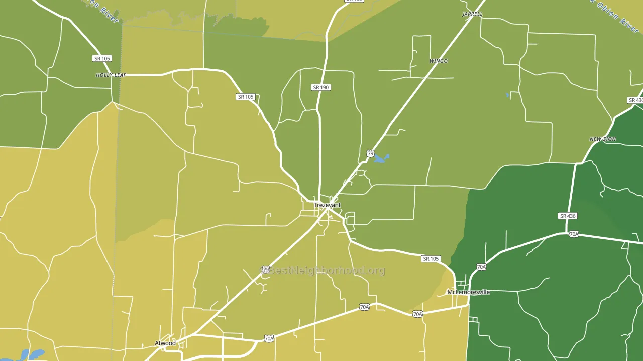 Trezevant, TN block-group voter-turnout map