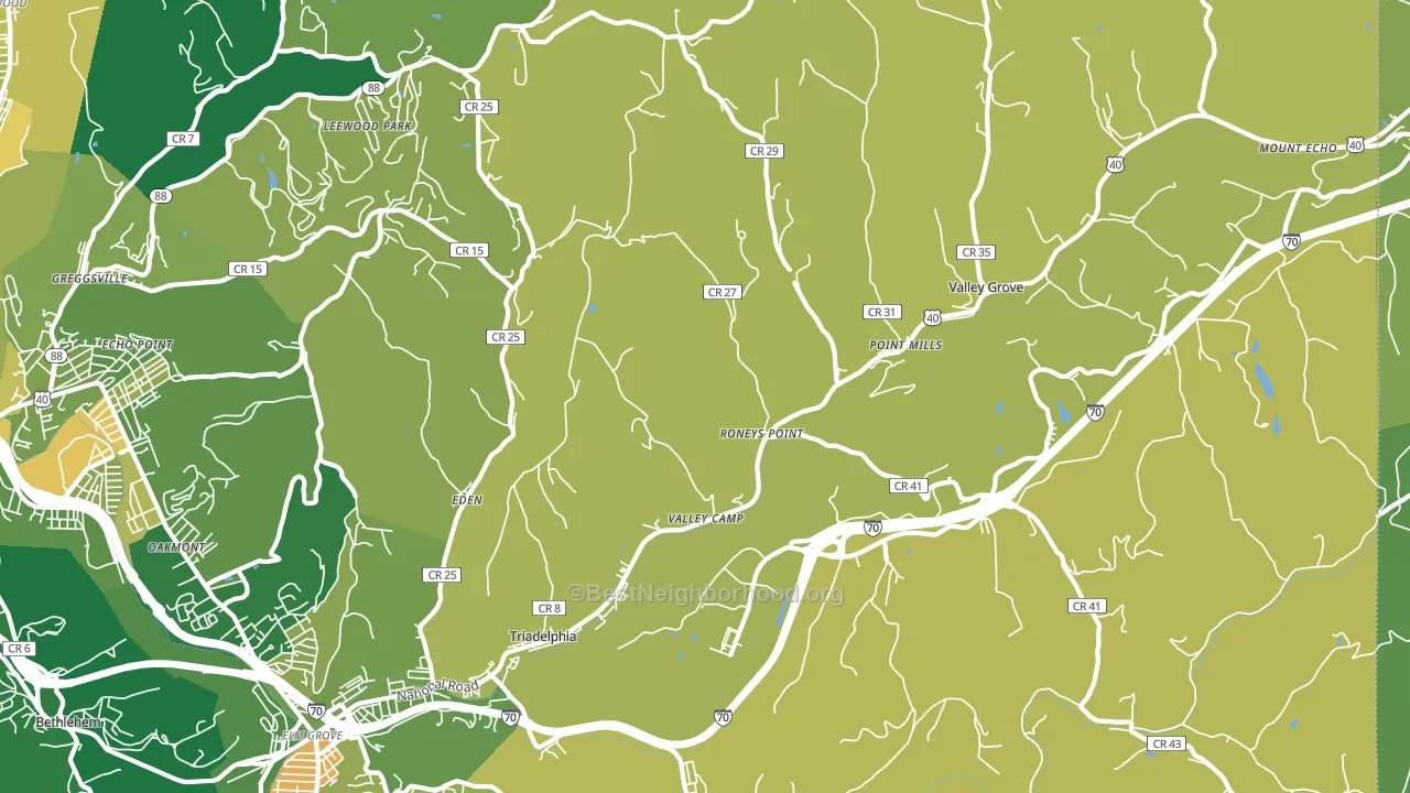 Triadelphia, WV block-group voter-turnout map