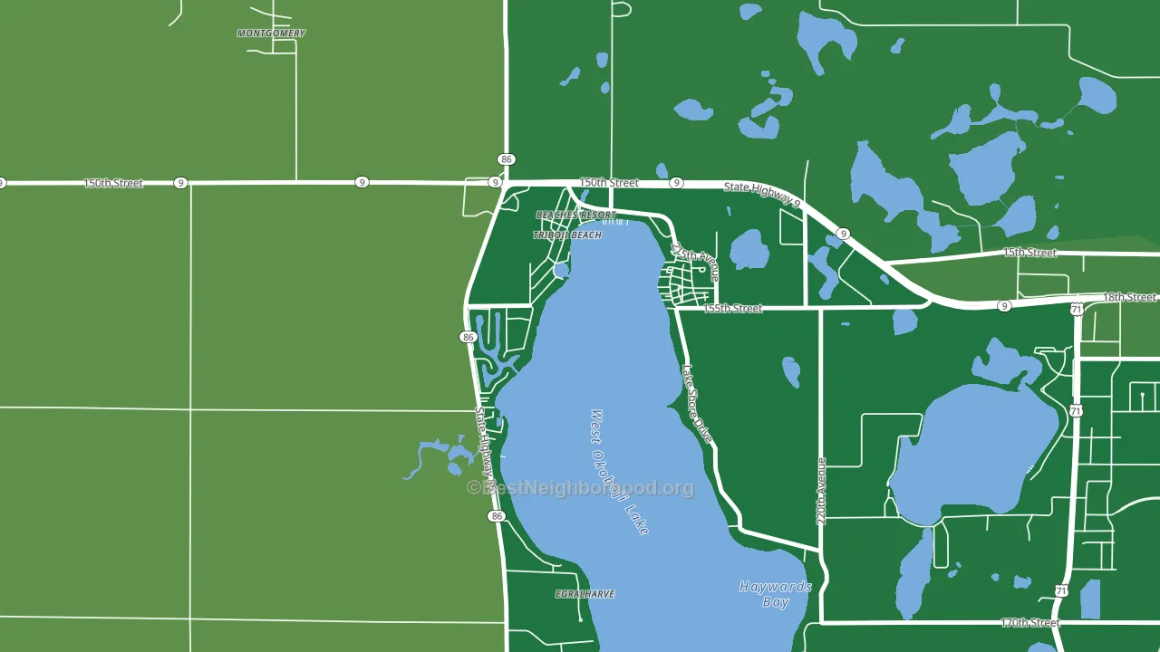 Triboji Beach, IA block-group voter-turnout map