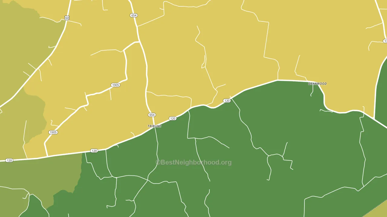 Tribune, KY block-group voter-turnout map