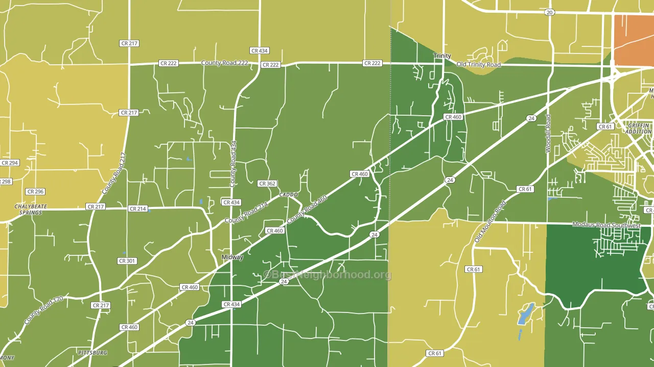 Trinity, AL block-group voter-turnout map