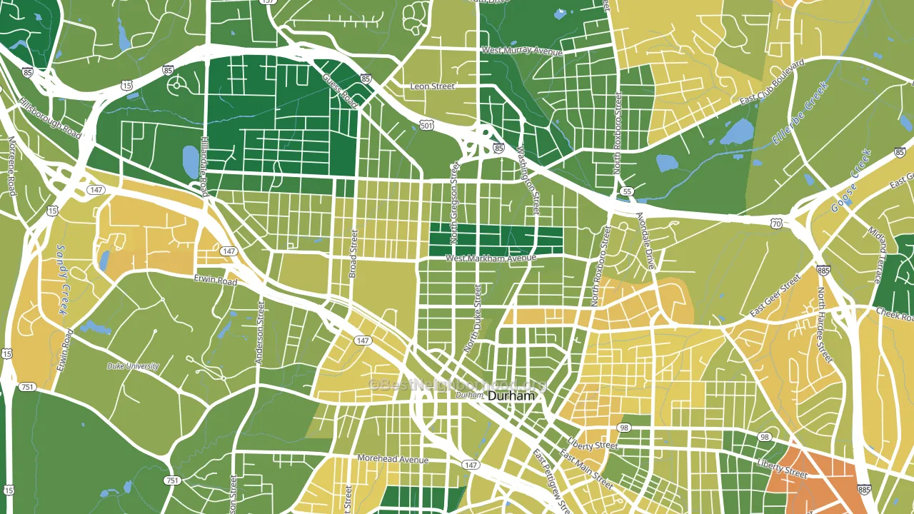 Trinity Park, Durham, NC block-group voter-turnout map