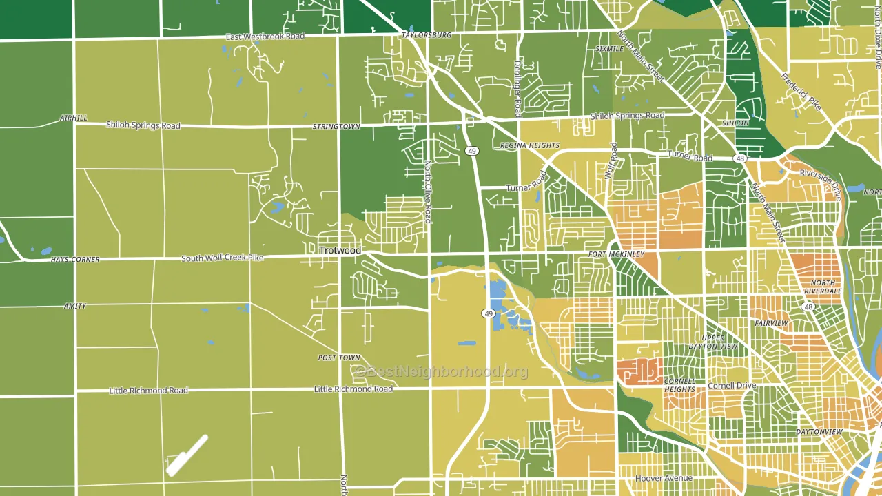Trotwood, OH block-group voter-turnout map