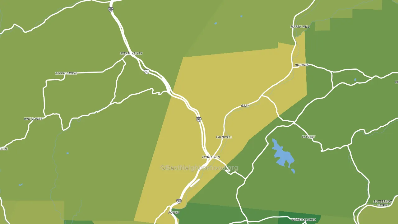 Trout Run, PA block-group voter-turnout map
