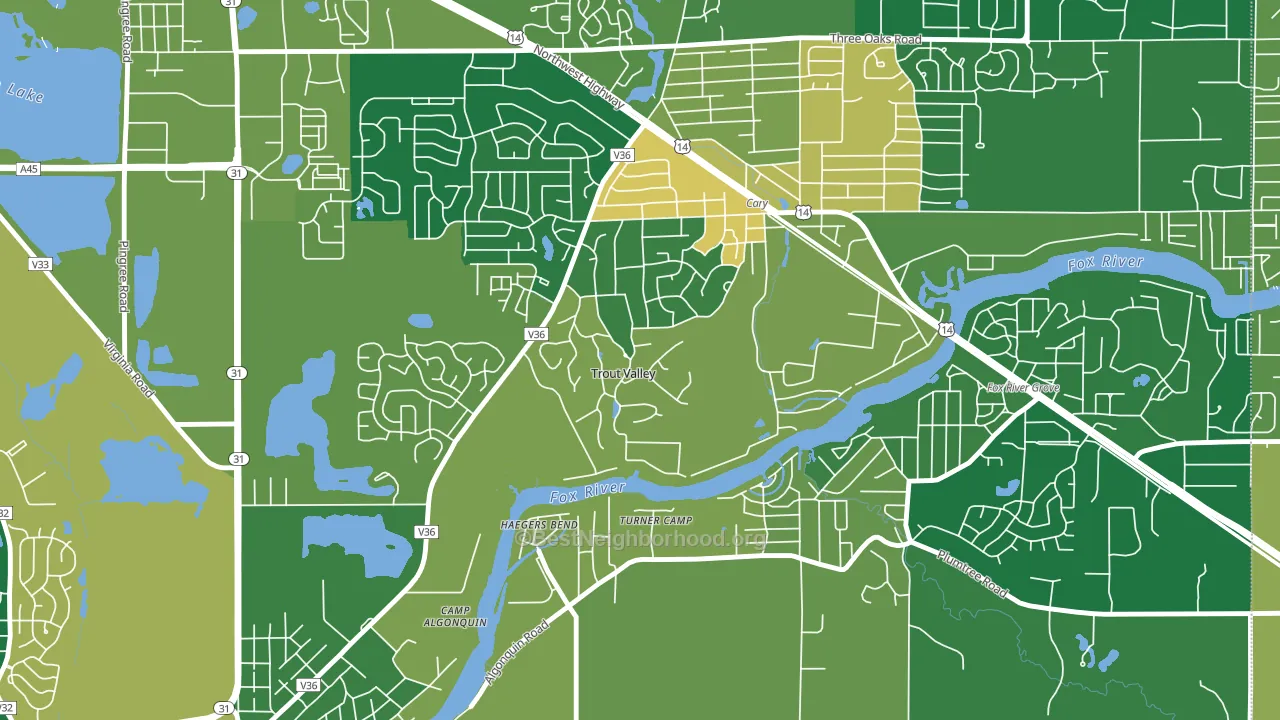 Trout Valley, IL block-group voter-turnout map