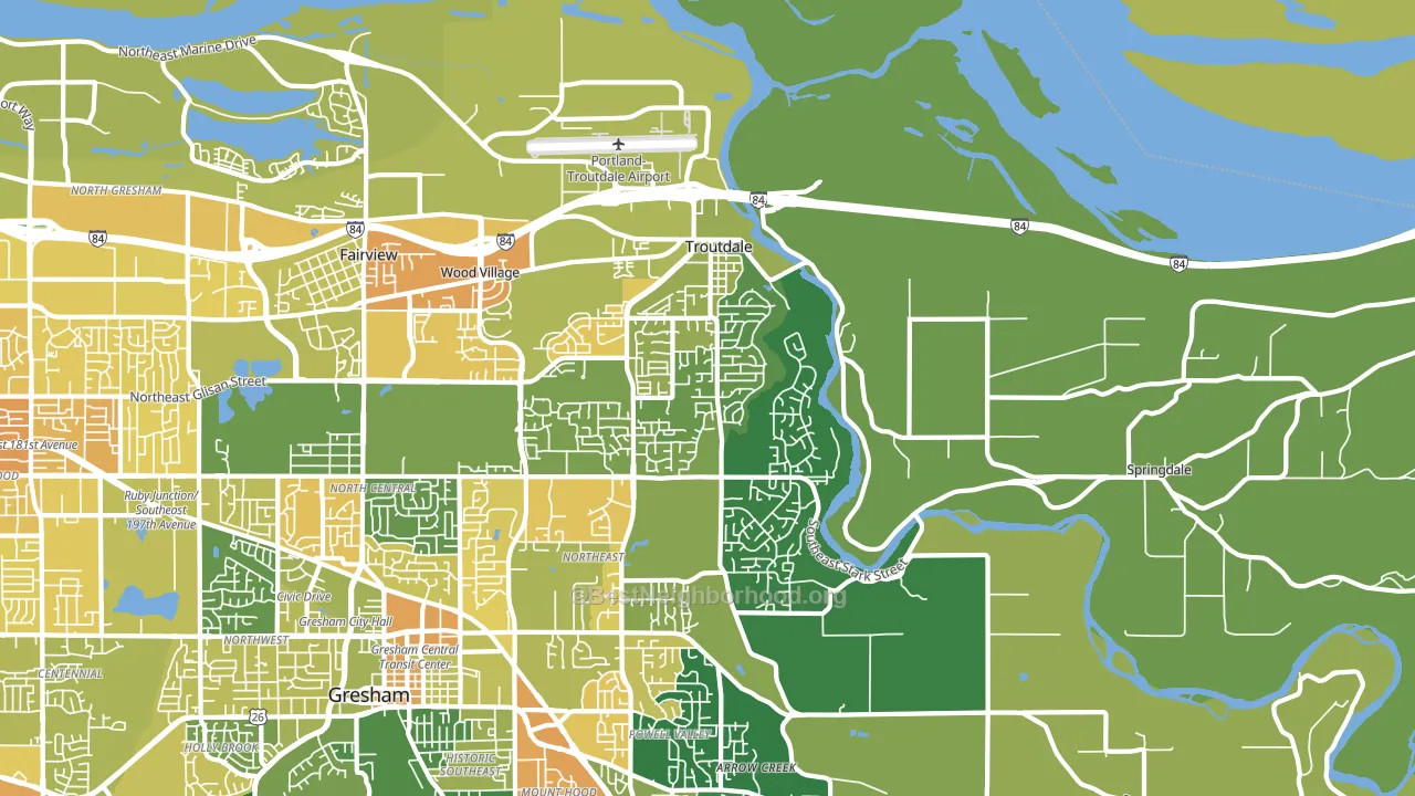 Troutdale, OR block-group voter-turnout map