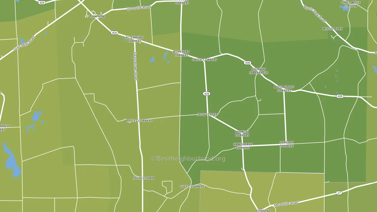 Troy Center, PA block-group voter-turnout map