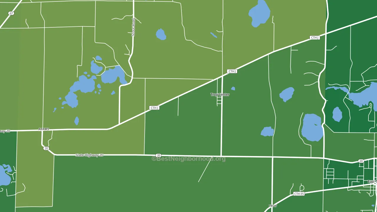 Troy Center, WI block-group voter-turnout map