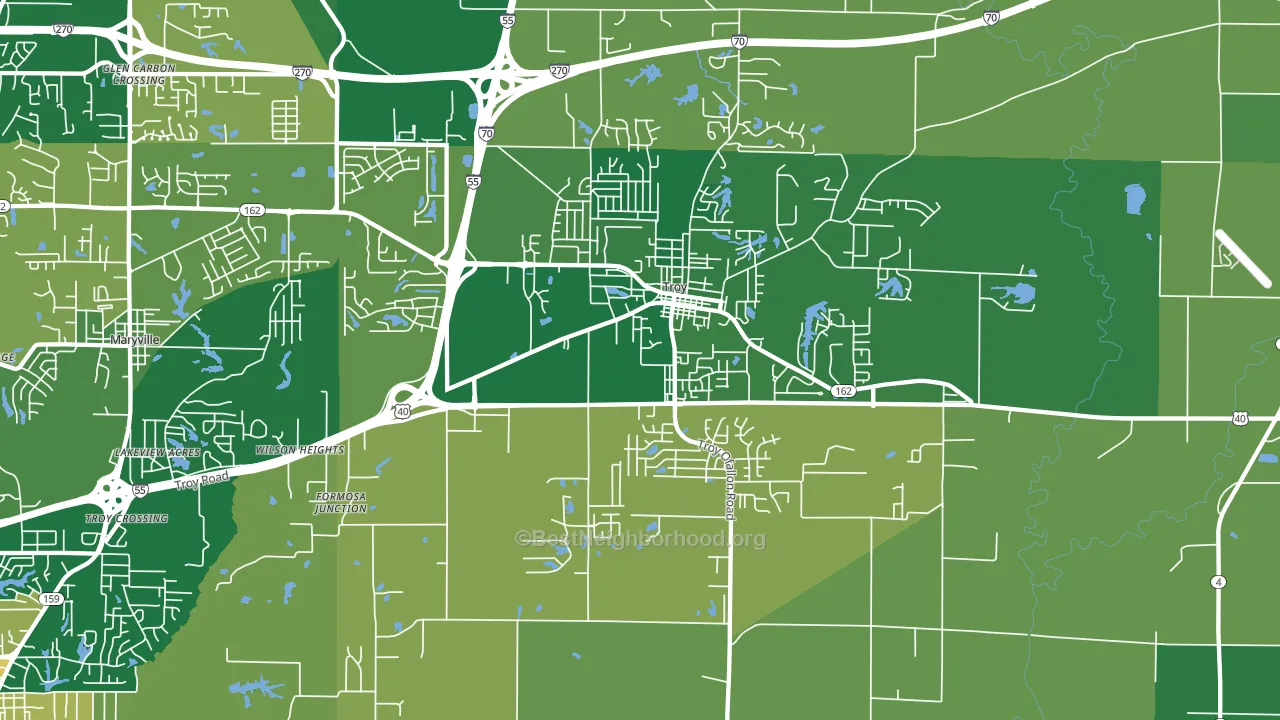 Troy, IL block-group voter-turnout map