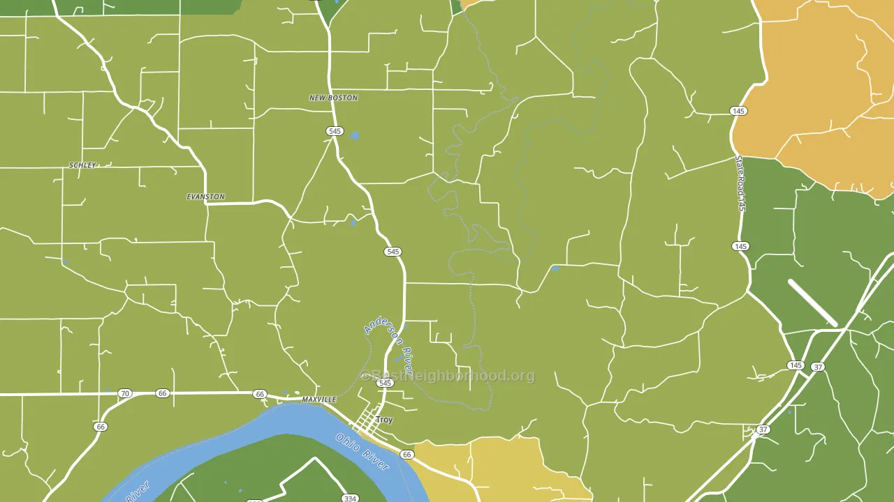 Troy, IN block-group voter-turnout map