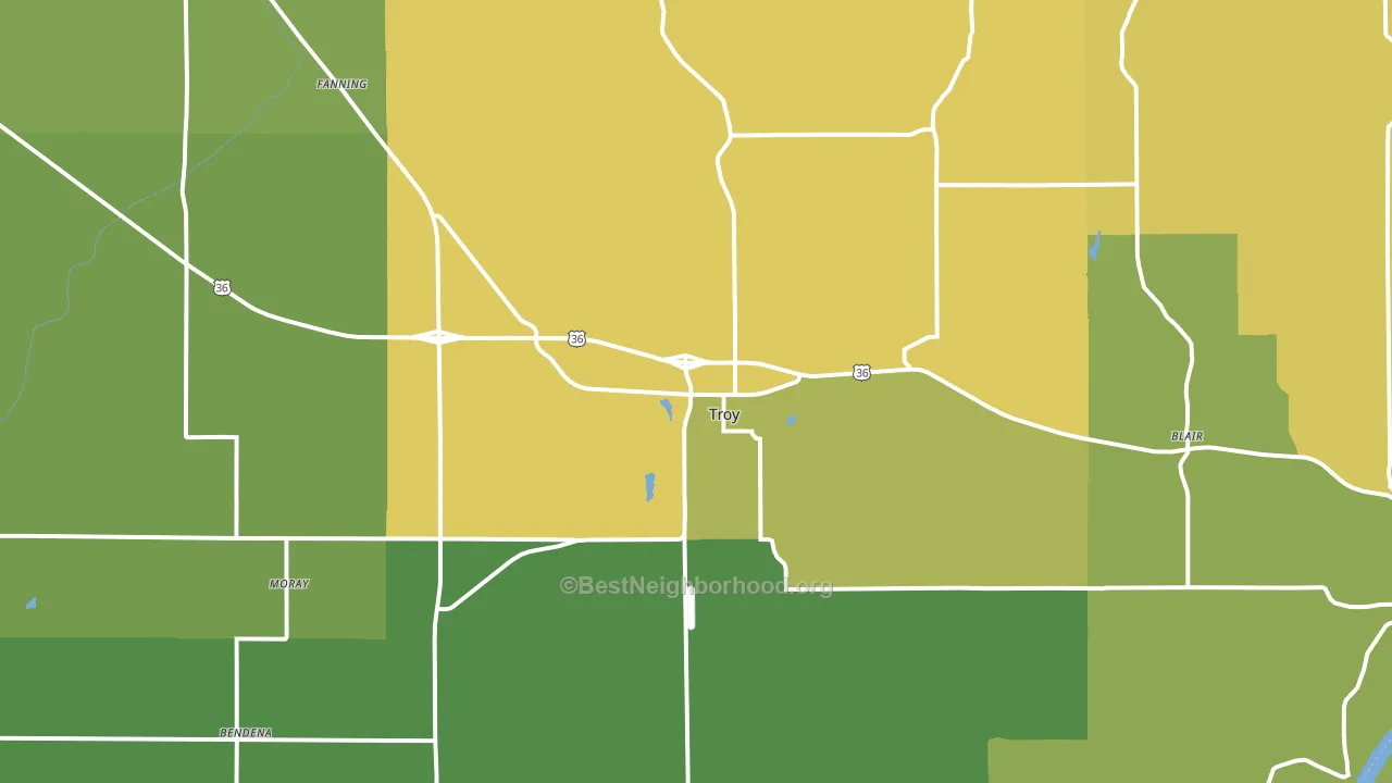 Troy, KS block-group voter-turnout map