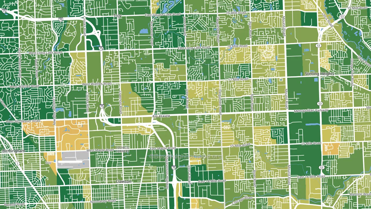 Troy, MI block-group voter-turnout map