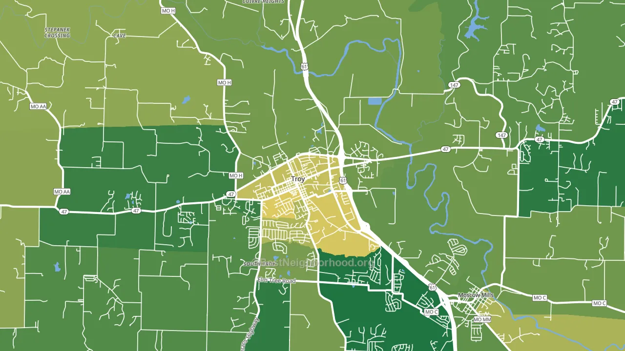 Troy, MO block-group voter-turnout map