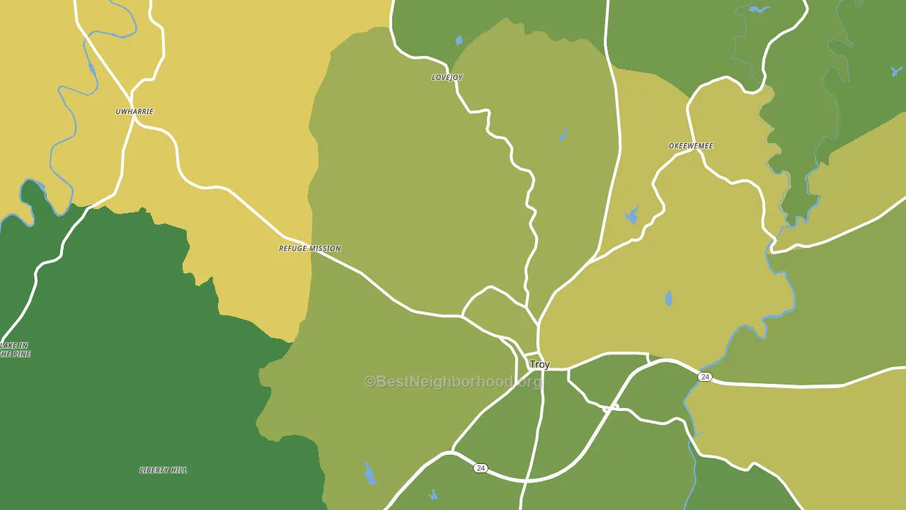 Troy, NC block-group voter-turnout map