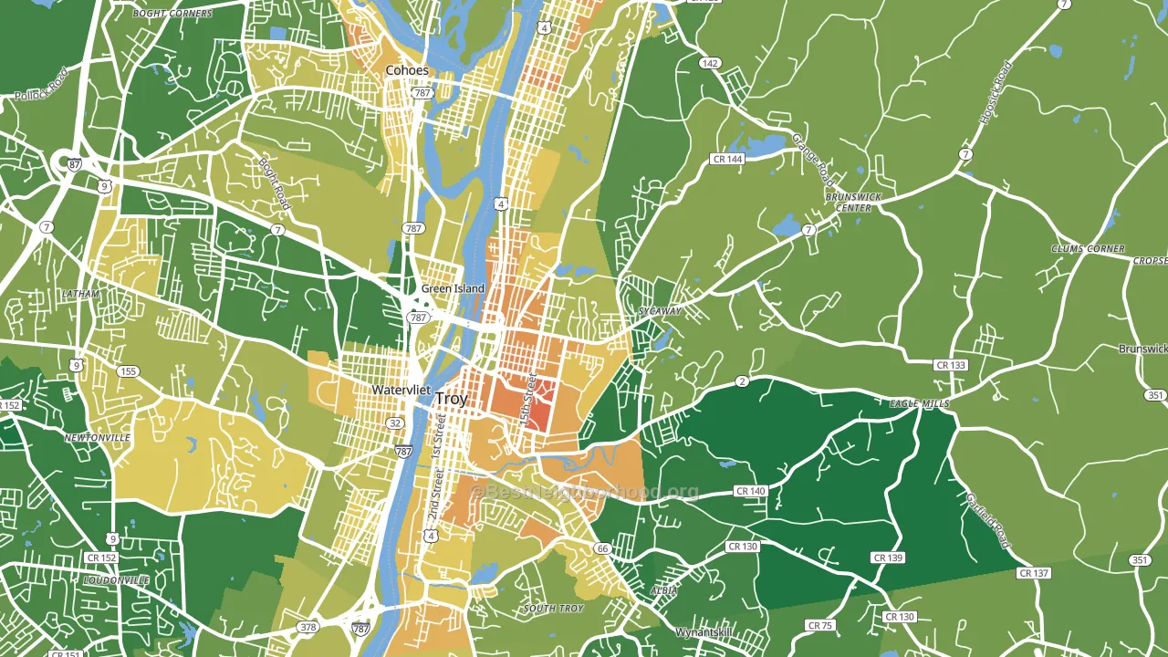 Troy, NY block-group voter-turnout map
