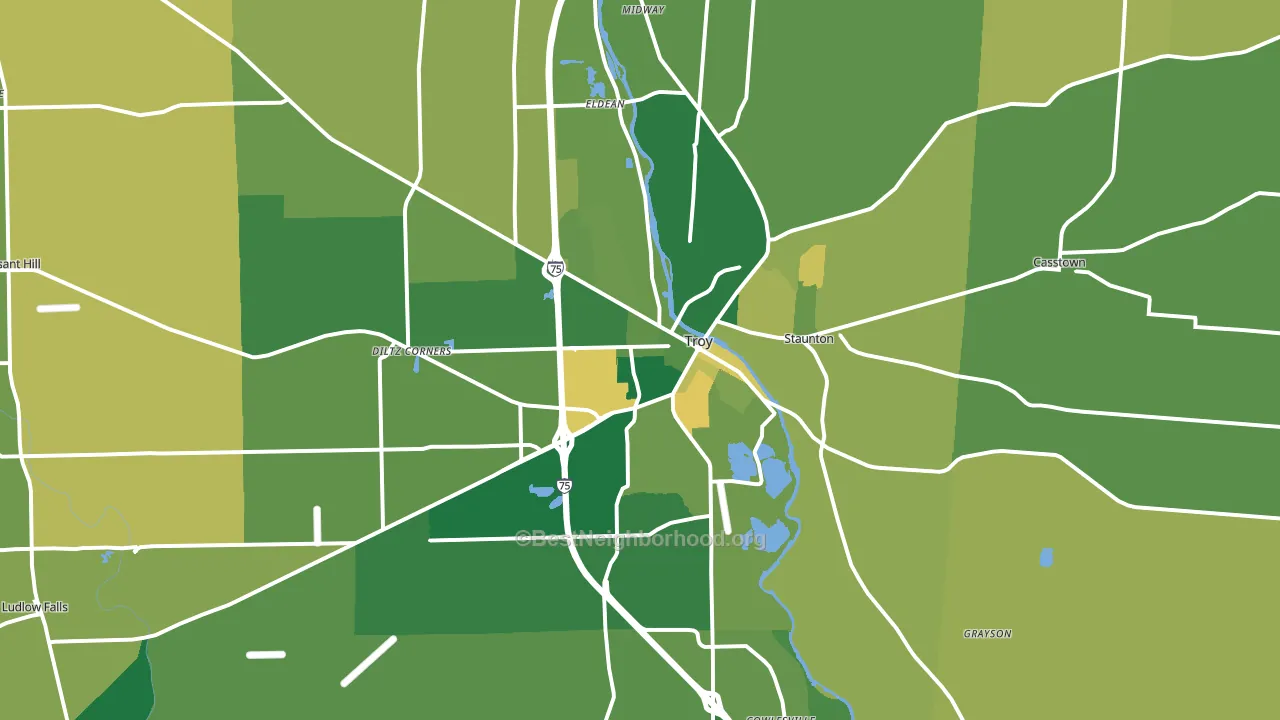 Troy, OH block-group voter-turnout map