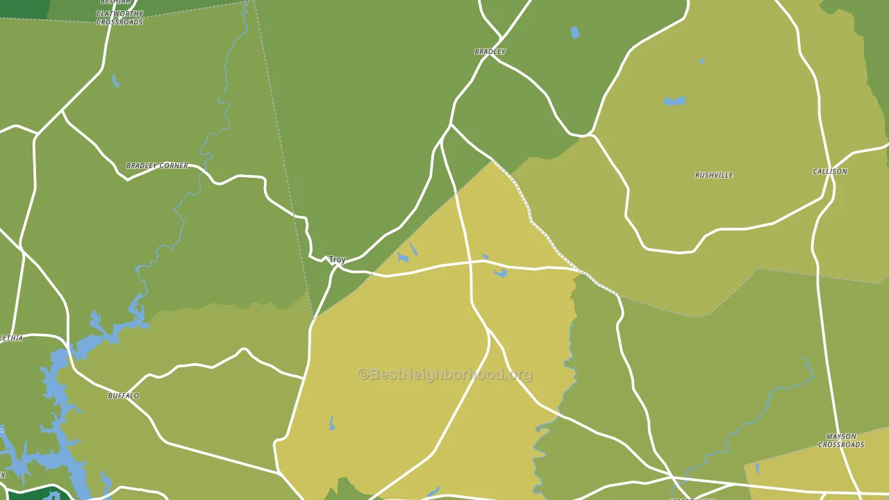 Troy, SC block-group voter-turnout map