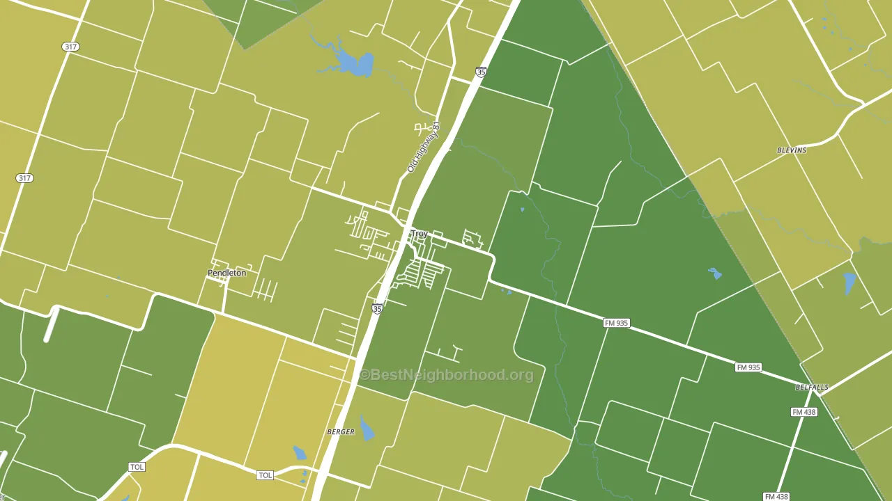 Troy, TX block-group voter-turnout map
