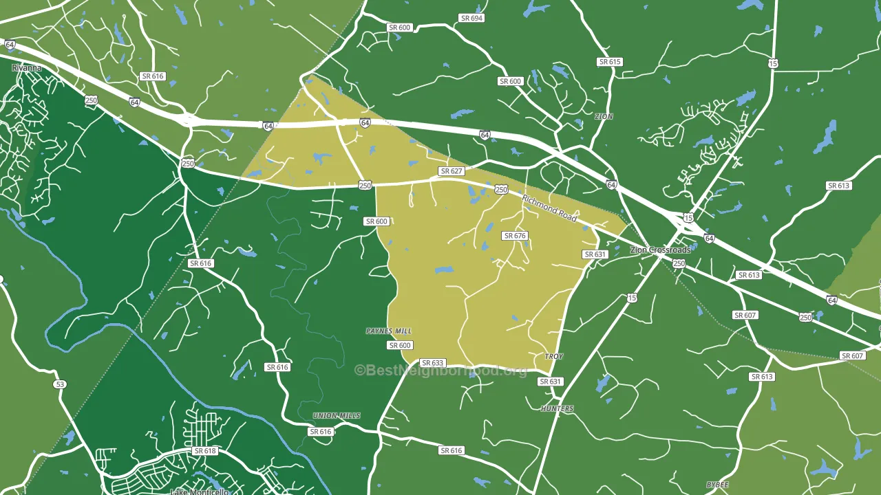 Troy, VA block-group voter-turnout map