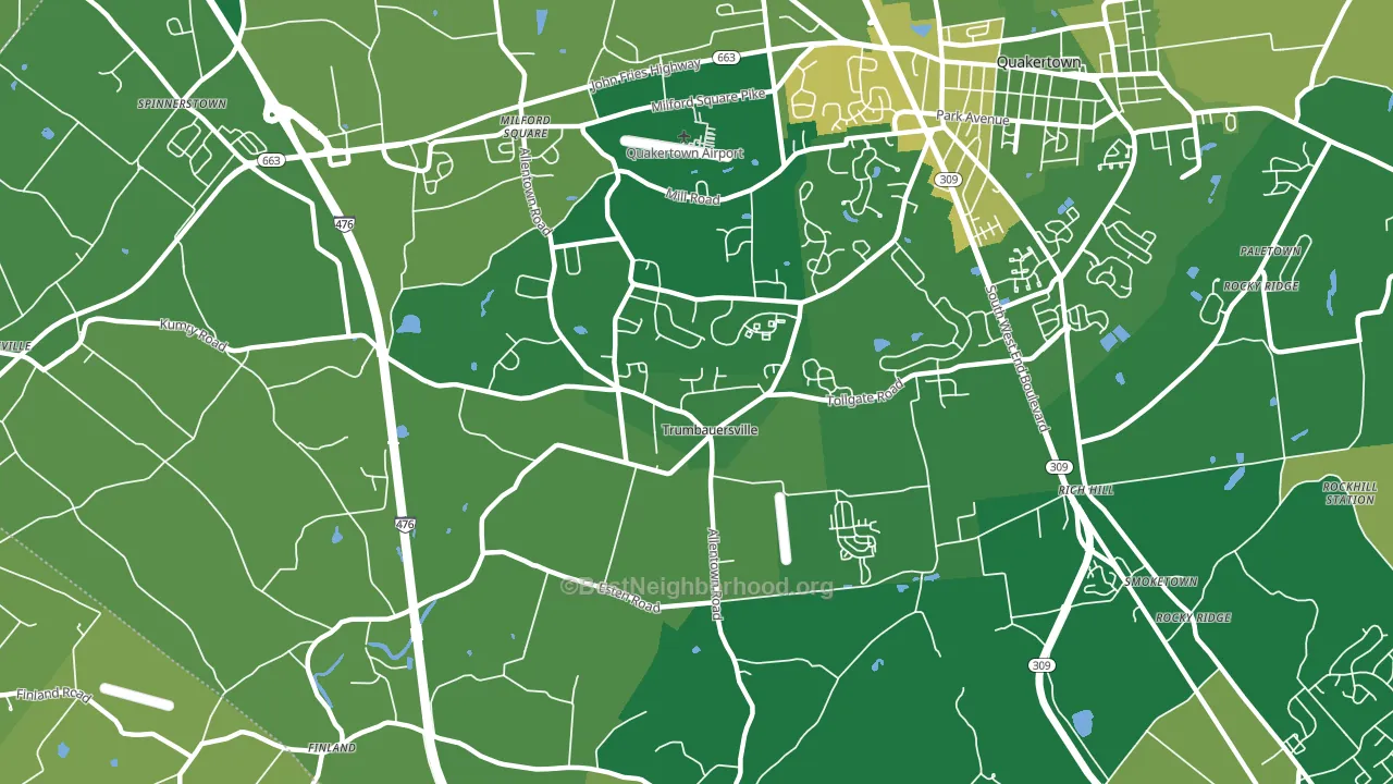 Trumbauersville, PA block-group voter-turnout map