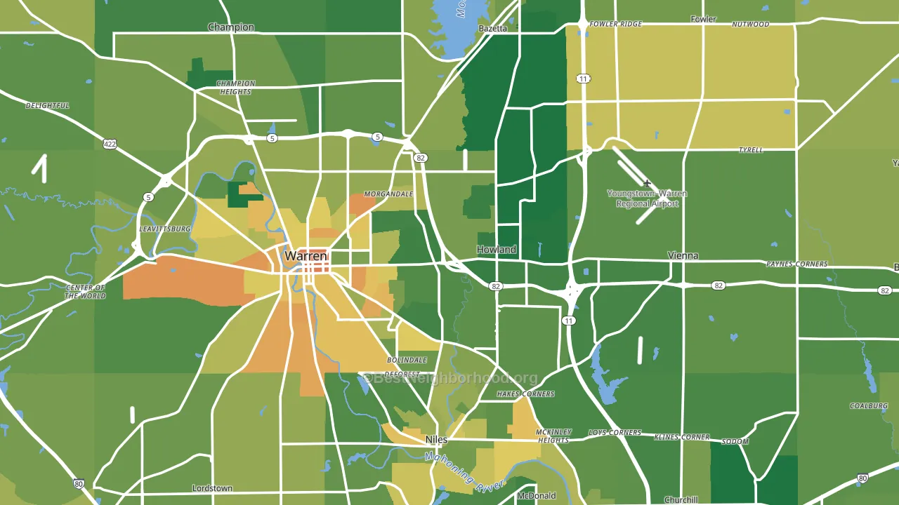 Trumbull County, OH block-group voter-turnout map