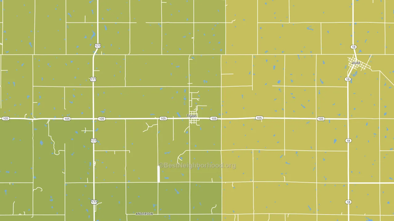 Tryon, OK block-group voter-turnout map