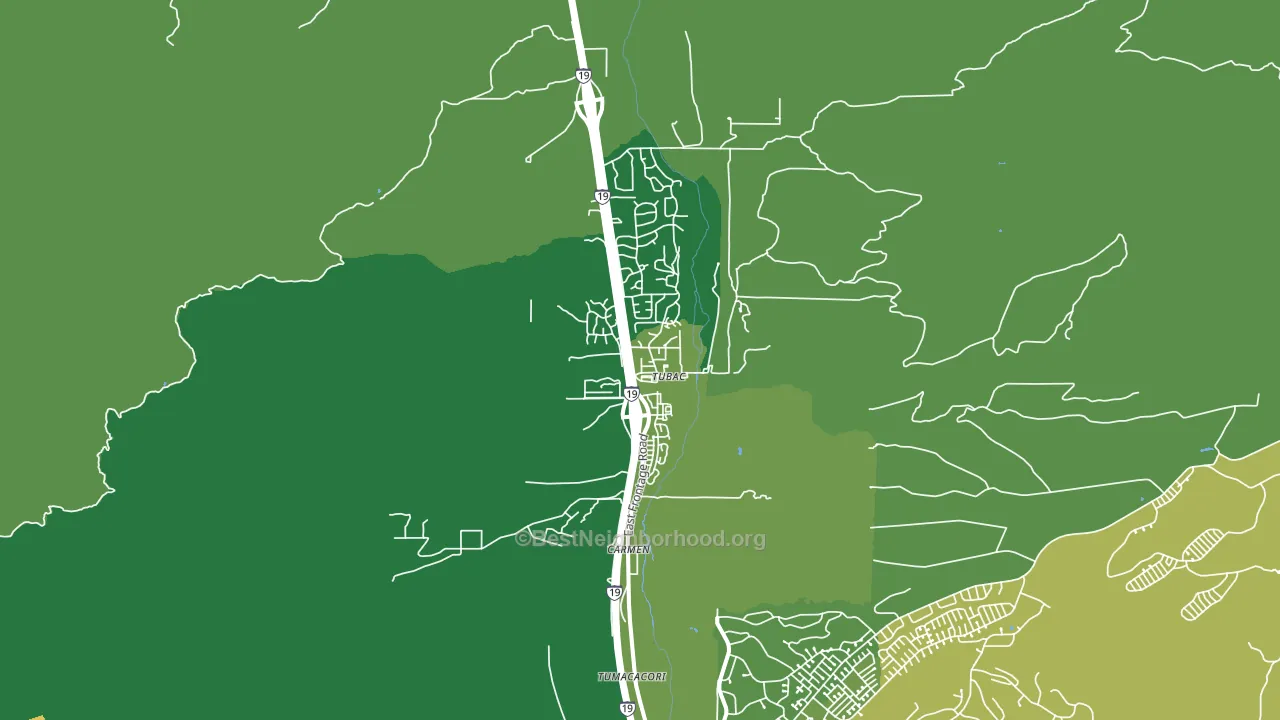 Tubac, AZ block-group voter-turnout map