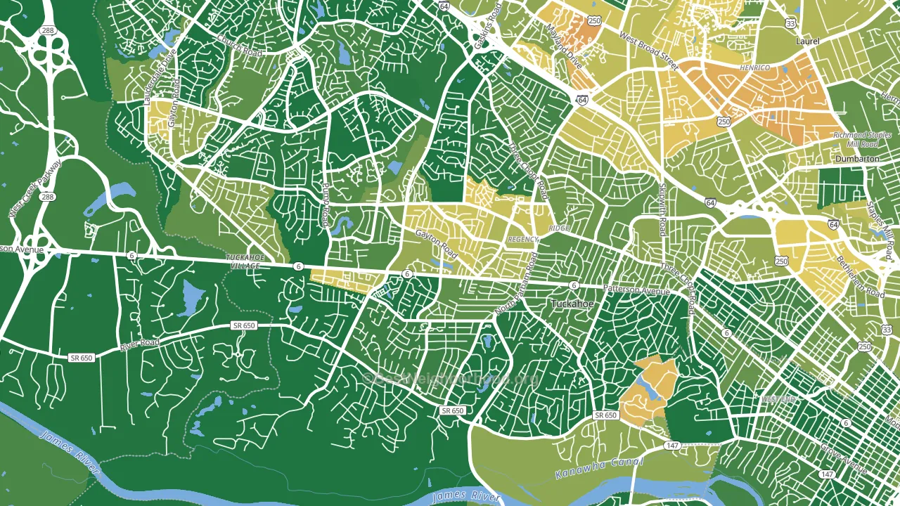 Tuckahoe, VA block-group voter-turnout map