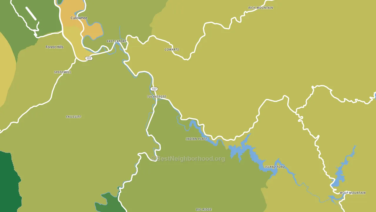 Tuckasegee, NC block-group voter-turnout map