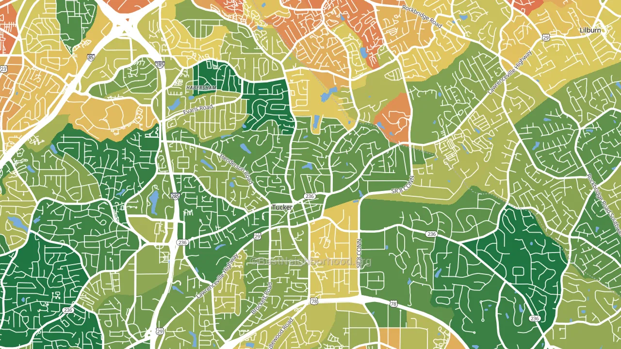 Tucker, GA block-group voter-turnout map