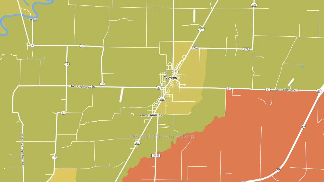 Tuckerman, AR block-group voter-turnout map