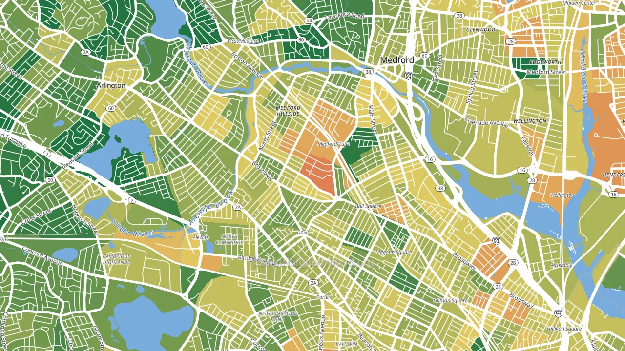 Tufts, Somerville, MA block-group voter-turnout map