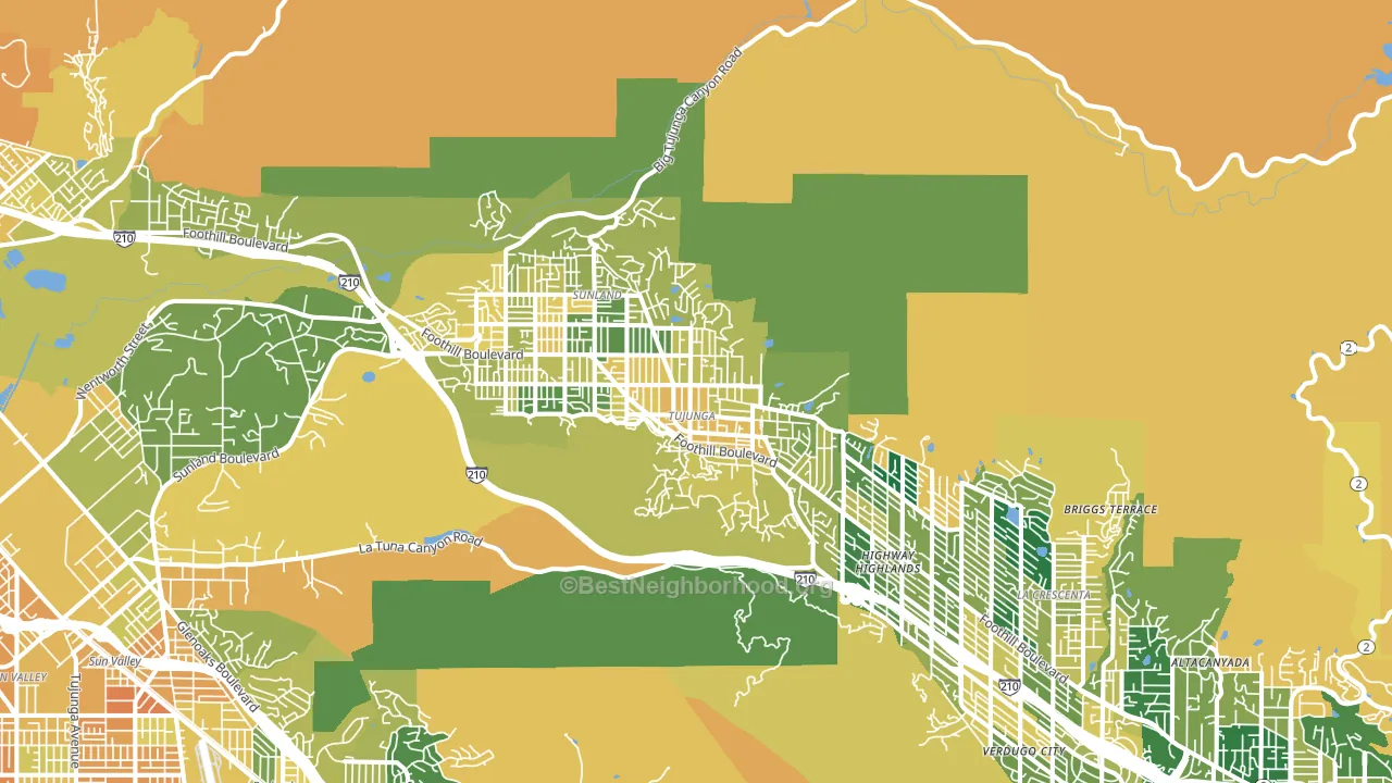 Tujunga, CA block-group voter-turnout map