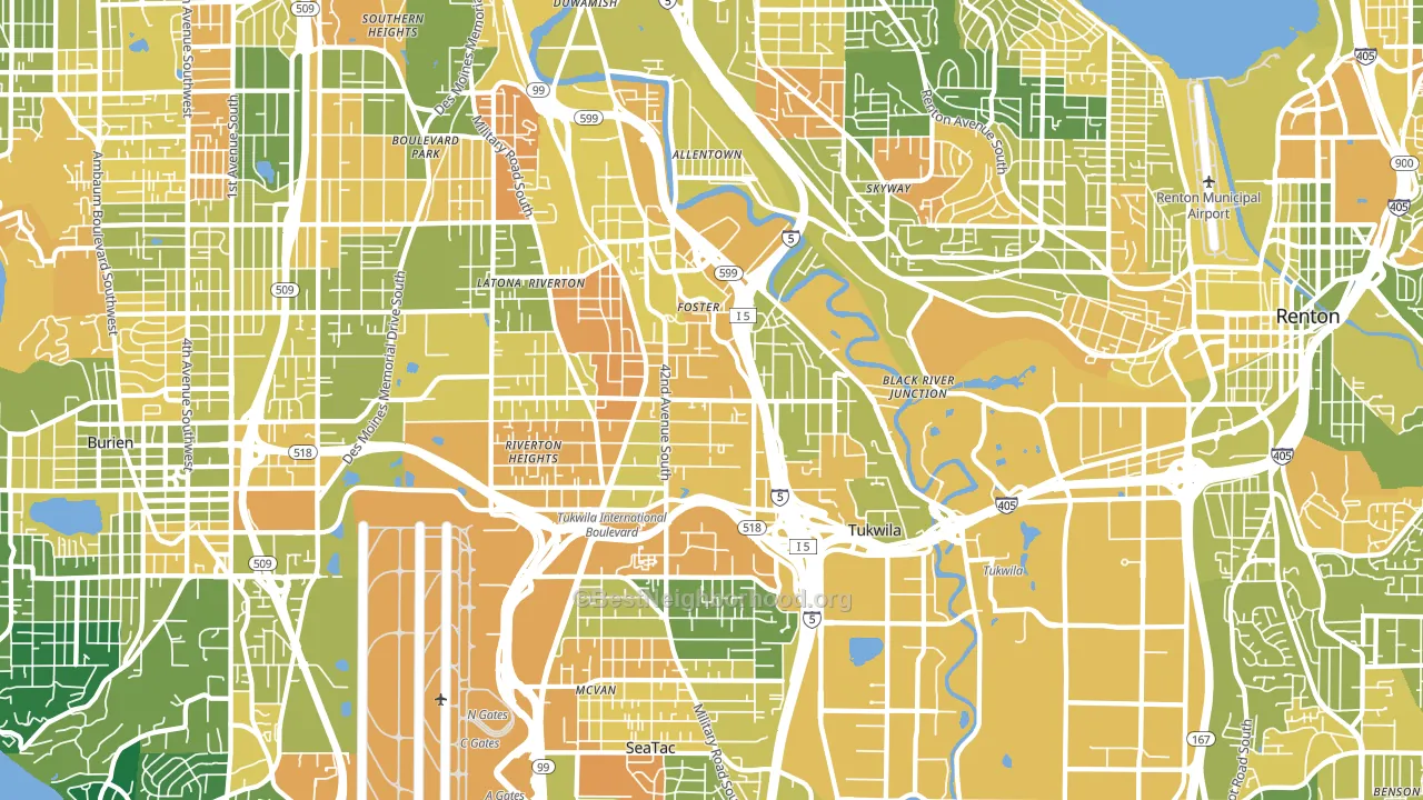 Tukwila, WA block-group voter-turnout map
