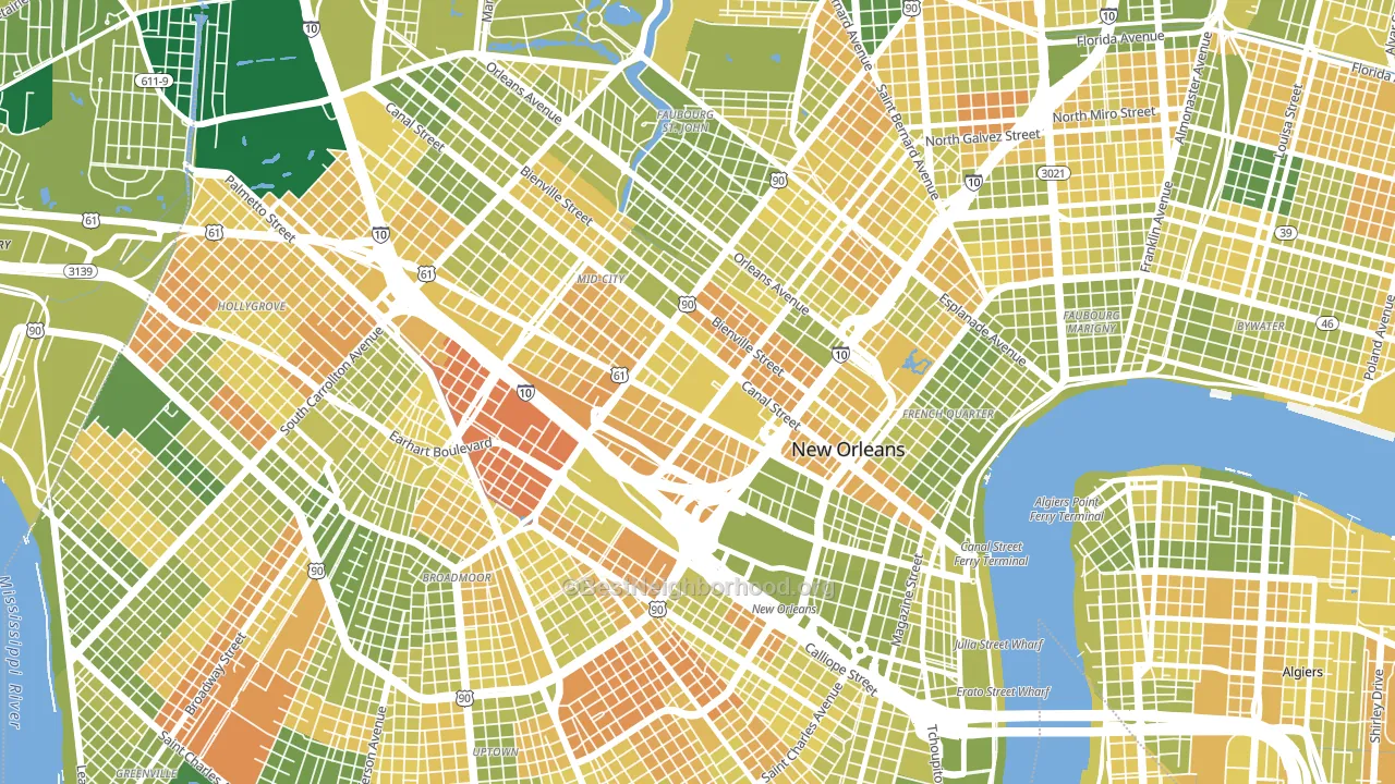 Tulane Gravier, New Orleans, LA block-group voter-turnout map