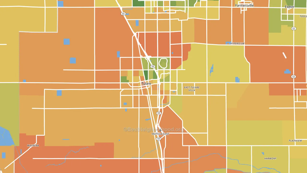 Tulare, CA block-group voter-turnout map