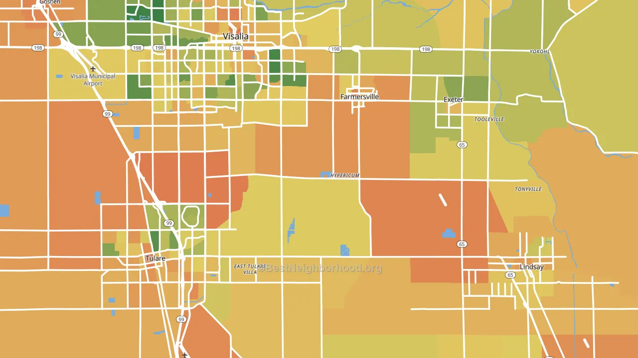Tulare County, CA block-group voter-turnout map