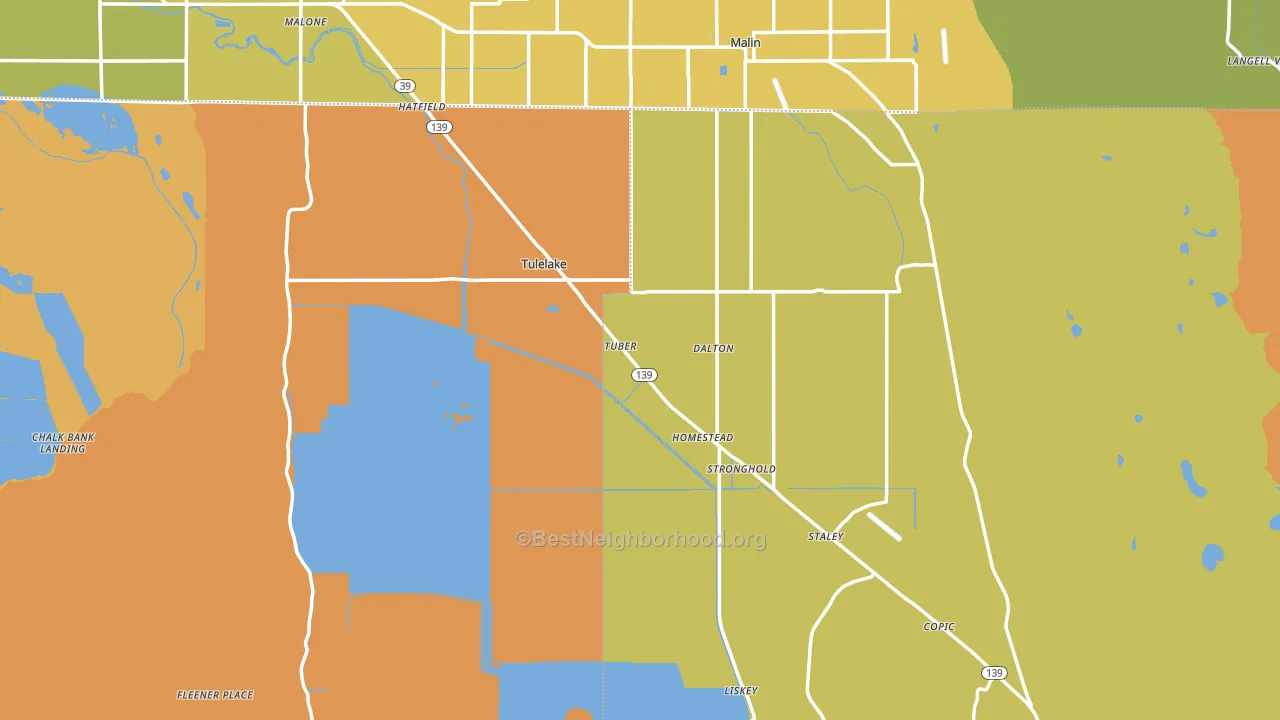 Tulelake, CA block-group voter-turnout map