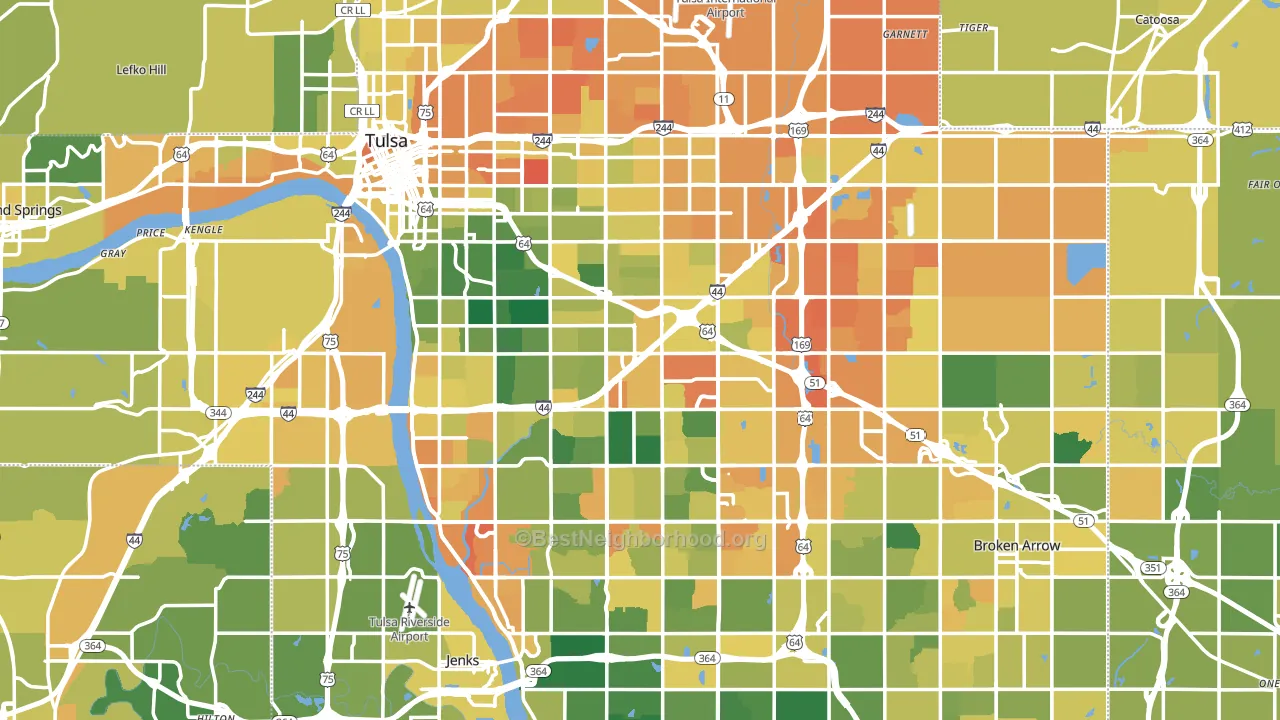 Tulsa County, OK block-group voter-turnout map
