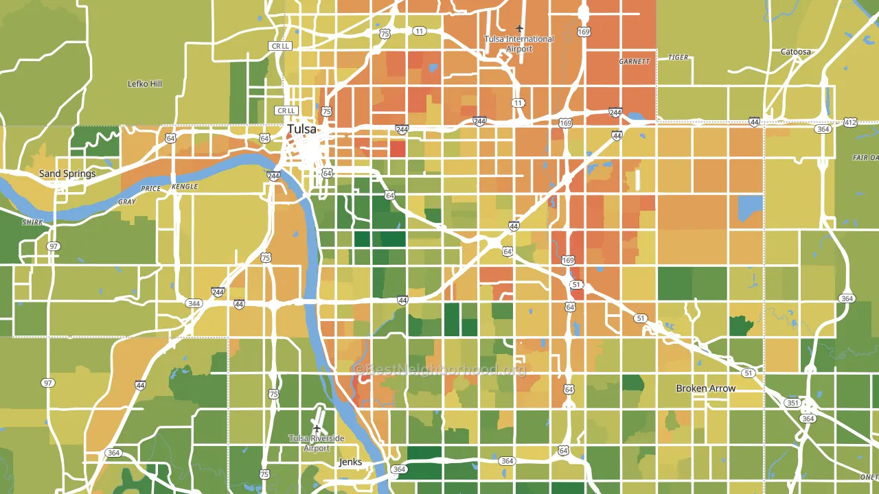 Tulsa, OK block-group voter-turnout map
