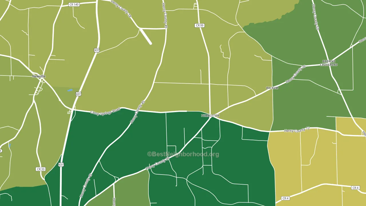Tumbleton, AL block-group voter-turnout map
