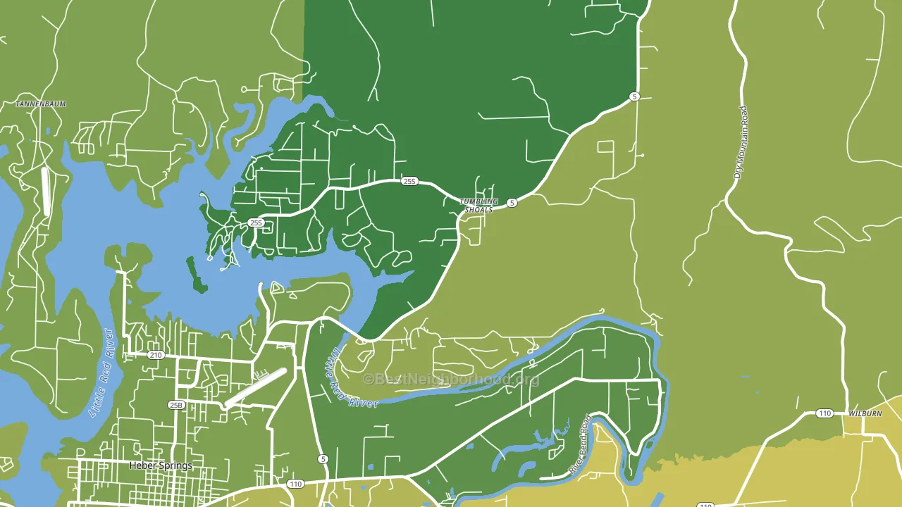 Tumbling Shoals, AR block-group voter-turnout map