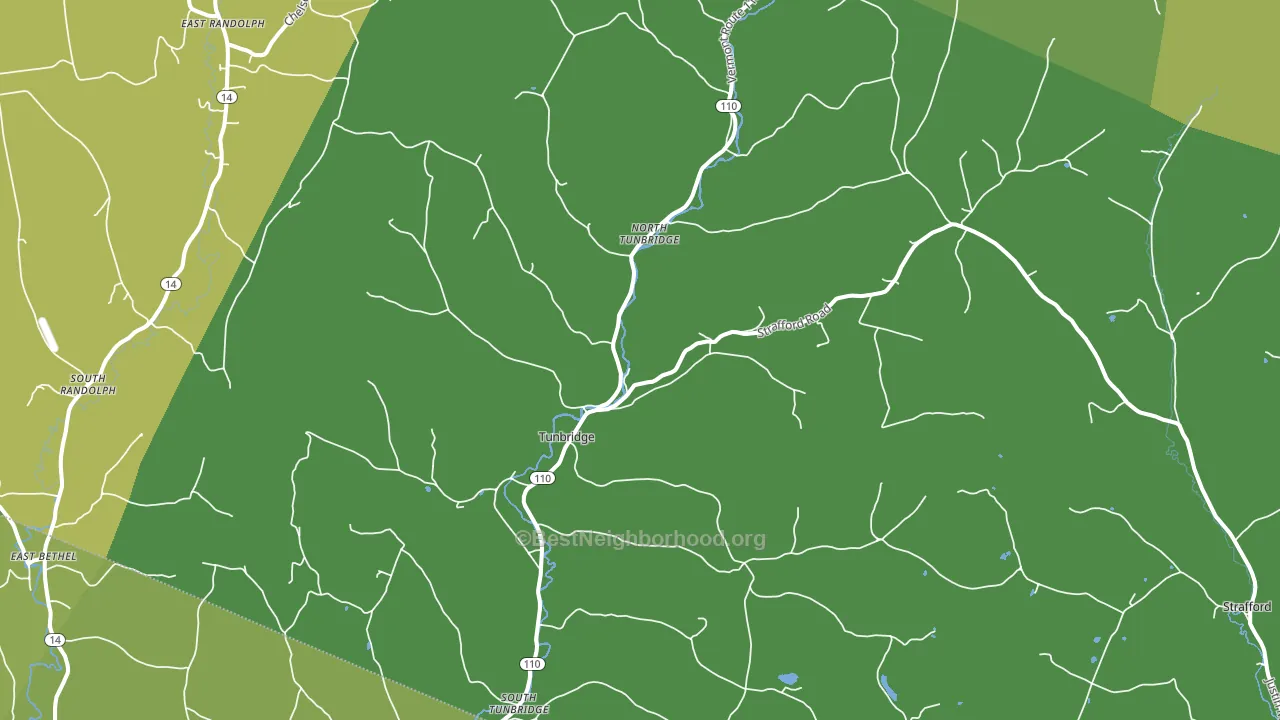 Tunbridge, VT block-group voter-turnout map