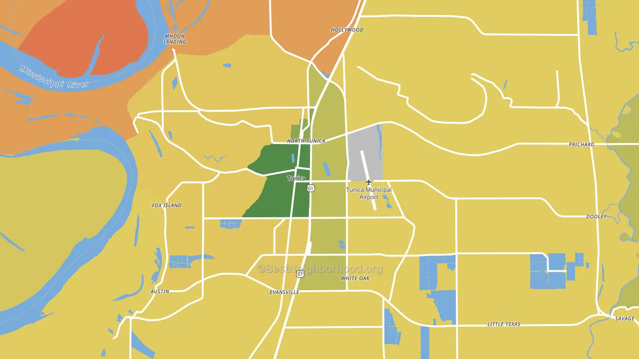 Tunica, MS block-group voter-turnout map