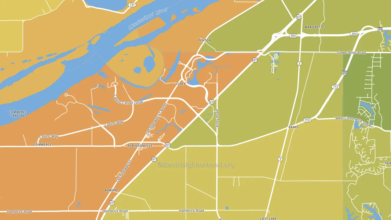 Tunica Resorts, MS block-group voter-turnout map