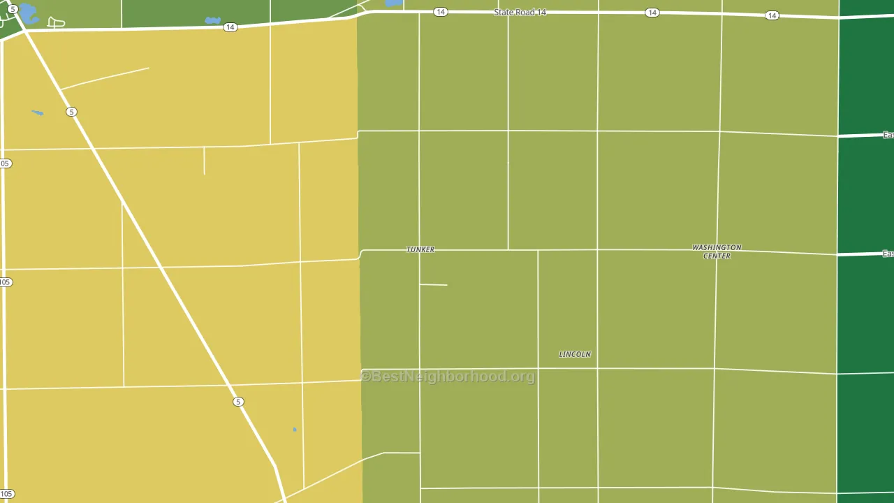 Tunker, IN block-group voter-turnout map