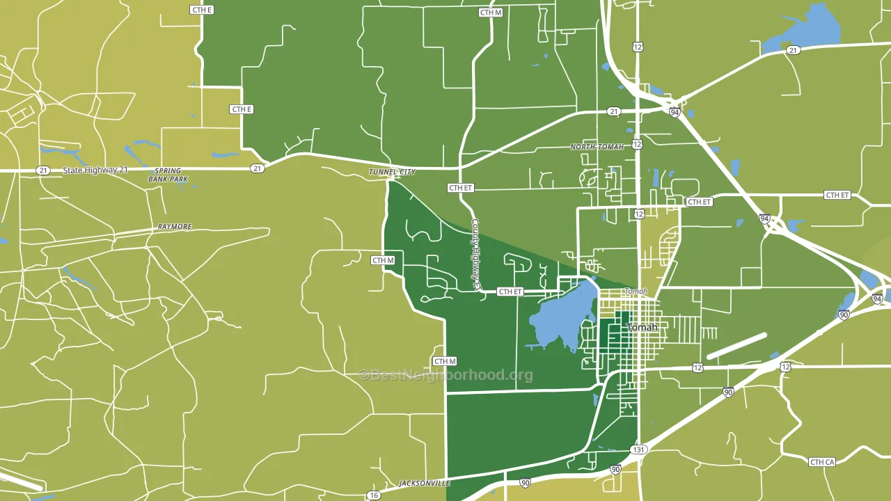 Tunnel City, WI block-group voter-turnout map