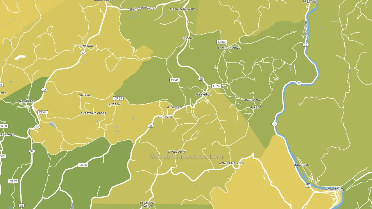 Tunnelton, WV block-group voter-turnout map